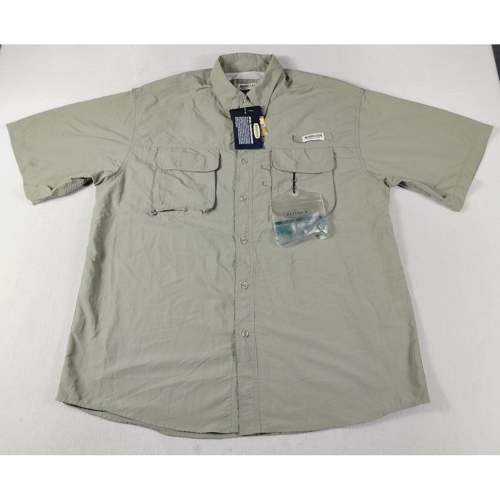 Magellan Sportswear Shirt Mens XL Green Laguna Madre Fishing UPF 50 Gorpcore